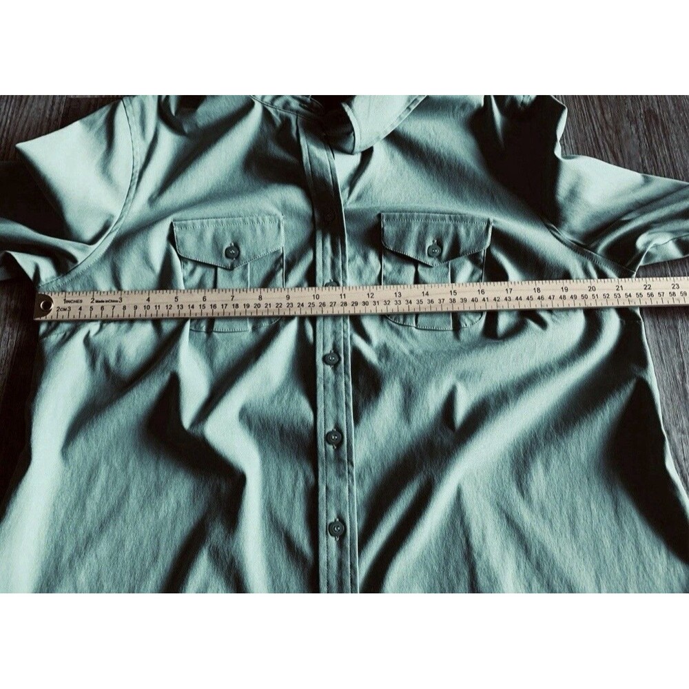 Lane Bryant Green Stretch Pocket Button Up Long Sleeve Blouse Top Size 14/16 New - Picture 5 of 8